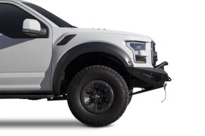 Ford F-150 Raptor Front Bumper - Addictive Desert Designs - HoneyBadger with Winch Mount - Hammer Black with Satin Black Panels - `17-`18